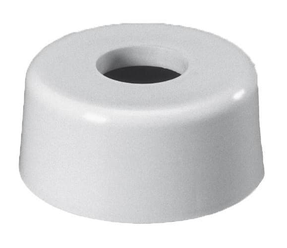 White plastic hollow spacer with a central hole (donut-shaped).