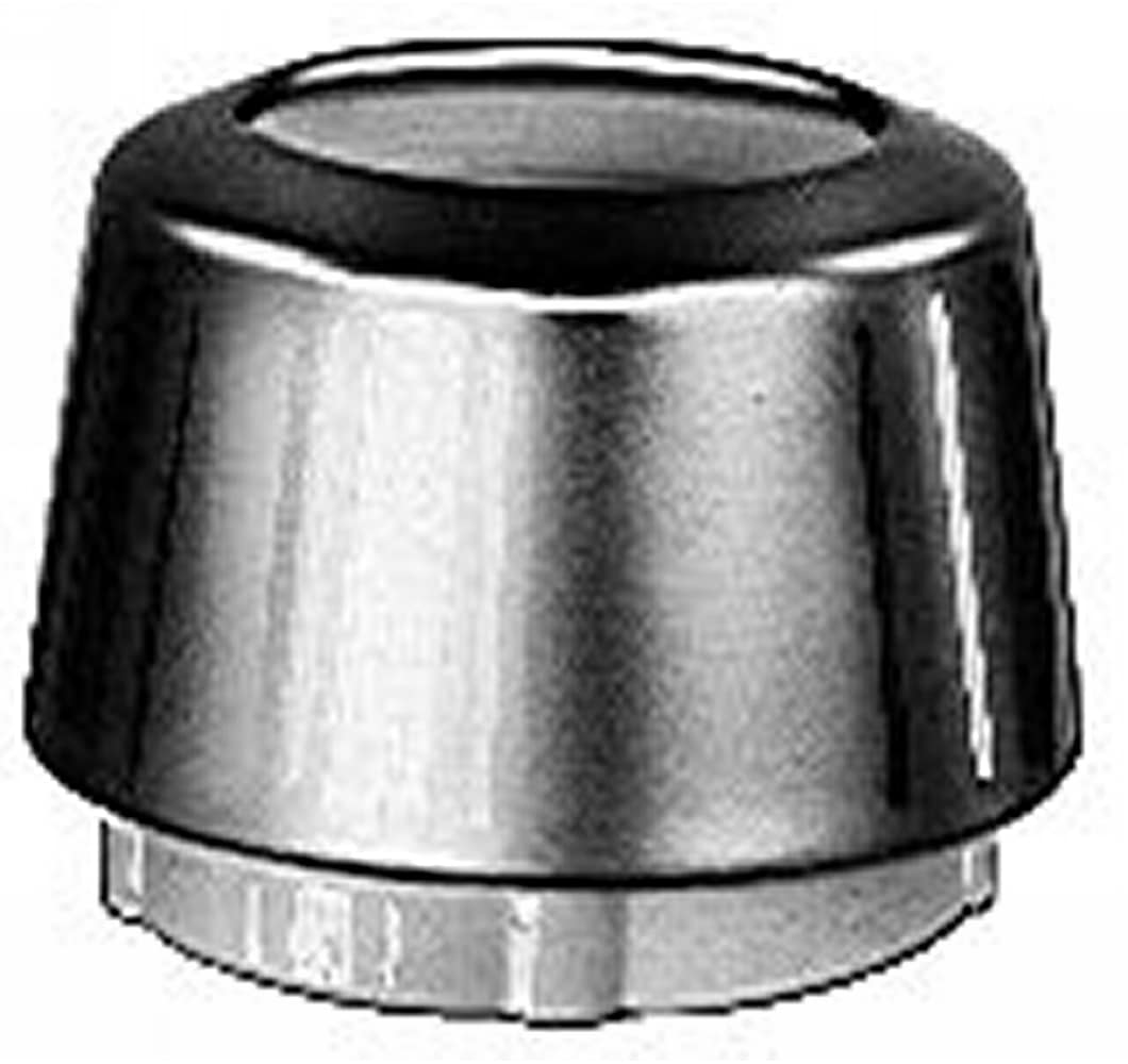 Close-up of a shiny silver appliance control knob (stove/oven) with a black top edge, used to adjust settings.