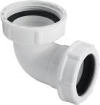 White PVC 90-degree elbow pipe fitting with slip joints for drainage