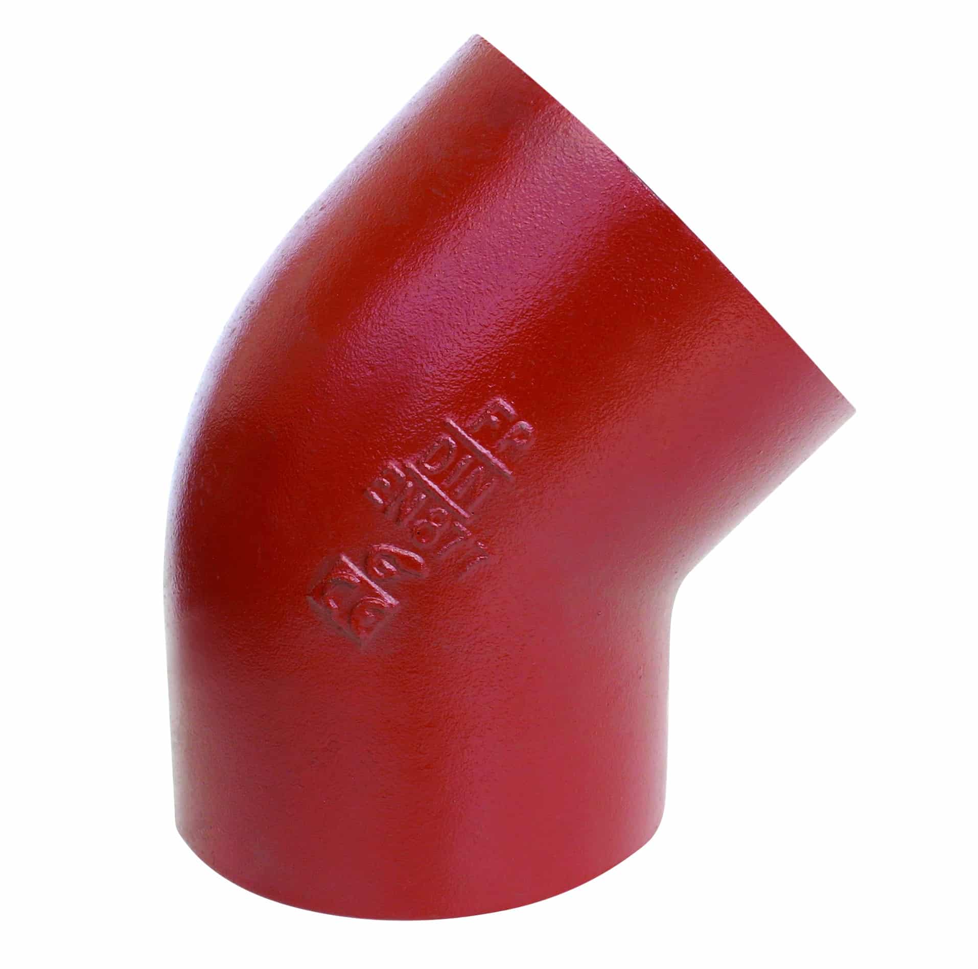 Close-up of a red lipstick tube with embossed lettering on a white background