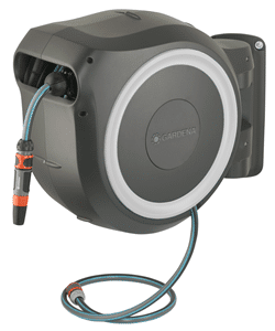 Gardena irrigation actuator with circular motor housing and attached power cable