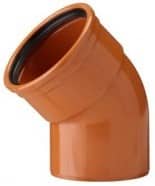 Orange plastic 90-degree PVC elbow pipe fitting