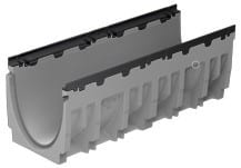 Gray plastic cable raceway with a snap-on lid, used to organize electrical cables.