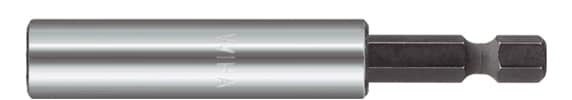 Screwdriver bit attached to a cylindrical metal bit holder/adapter.