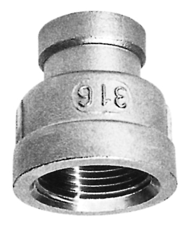 316 stainless steel female-threaded pipe fitting with internal threads in a side view
