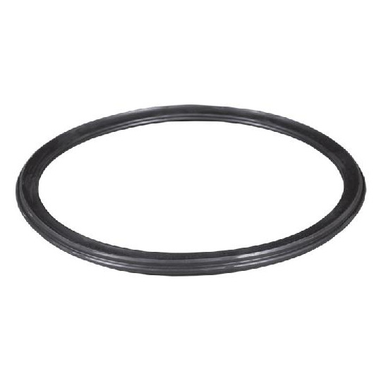 Black rubber O-ring (circular gasket) used as a seal in machinery and plumbing.