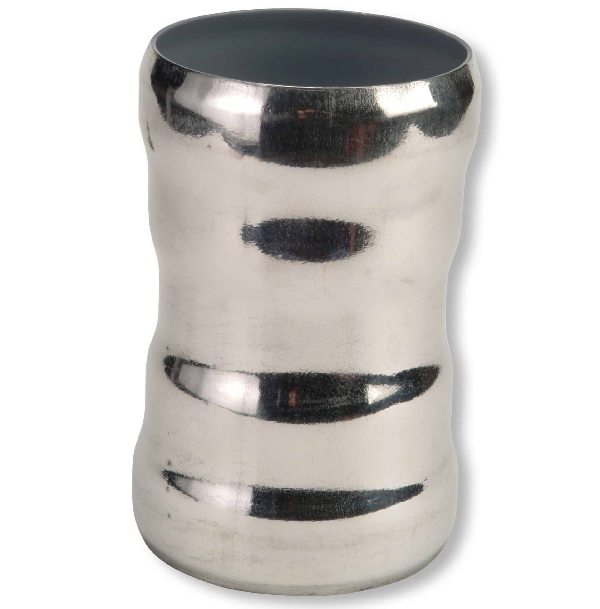 Cream ceramic vase with irregular black brushstroke bands around the neck and body, giving it a rustic, painterly look.