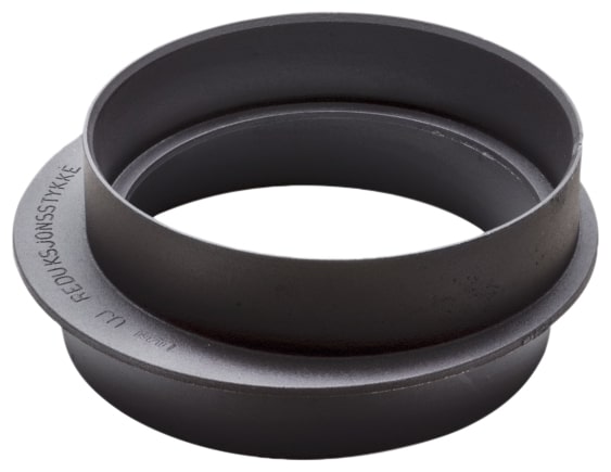 Black circular ring-shaped camera accessory with hollow center and outward flared rims (annular adapter).