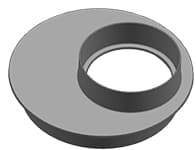3D rendering of a gray annular washer with a hollow center and raised inner ring