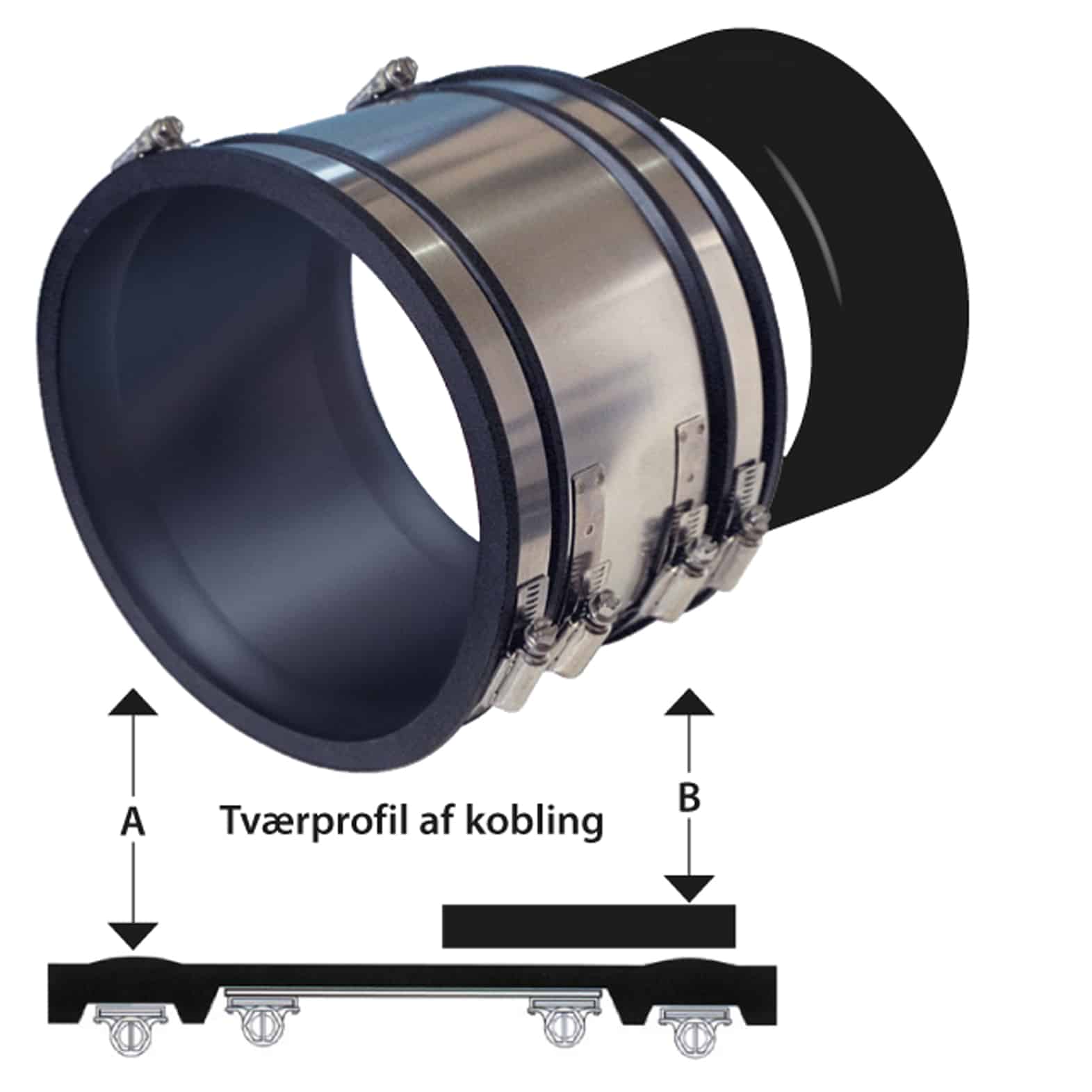 Cross-sectional view of a shaft coupling with split sleeve and clamping bolts.