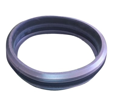 Blue rubber O-ring seal, circular gasket viewed from above