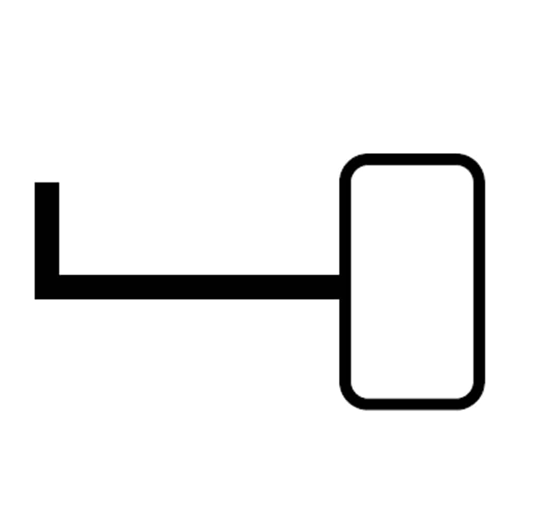 Simple black key icon: long shaft extending to a rounded rectangular head on the right side.