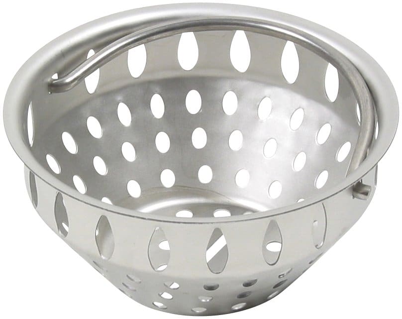 Stainless steel colander with two handles and perforated sides for draining liquids