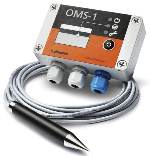 Labkotec OMS-1 gas detector with attached cable and sensor probe for measuring gas concentrations