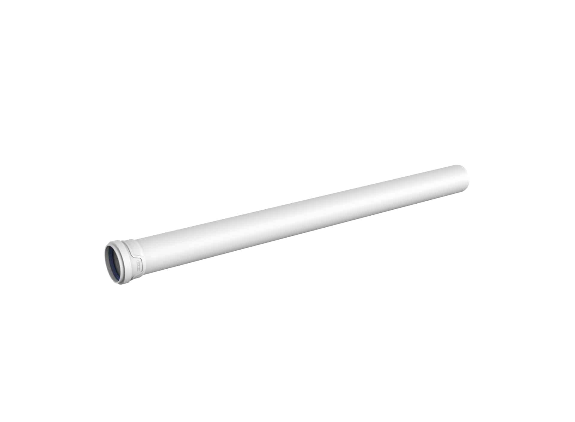 White cylindrical water filter cartridge with a blue gasket at the end, diagonally oriented across the frame.