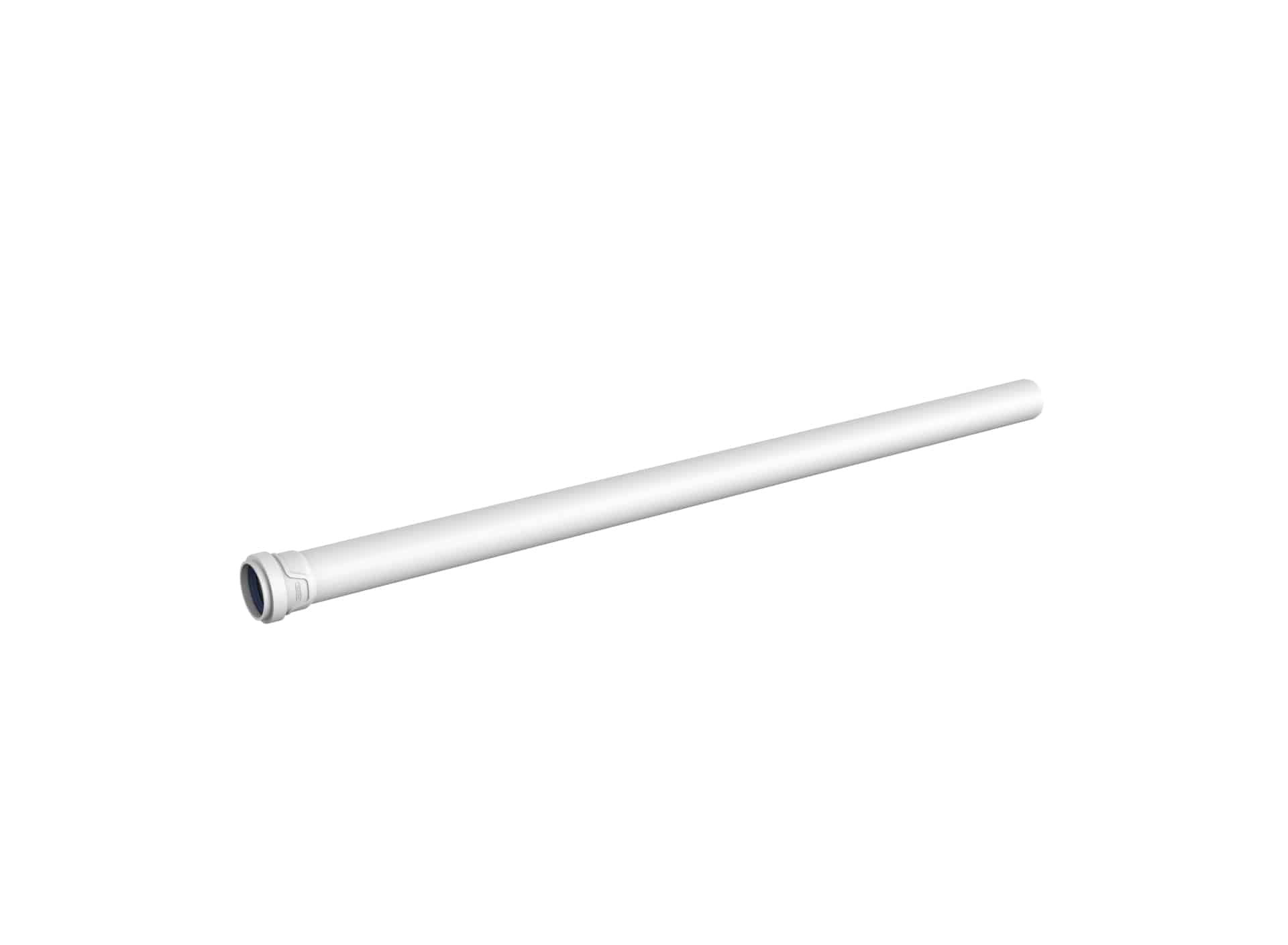 Long white cylindrical rod with a threaded end cap, laid diagonally across a white background.