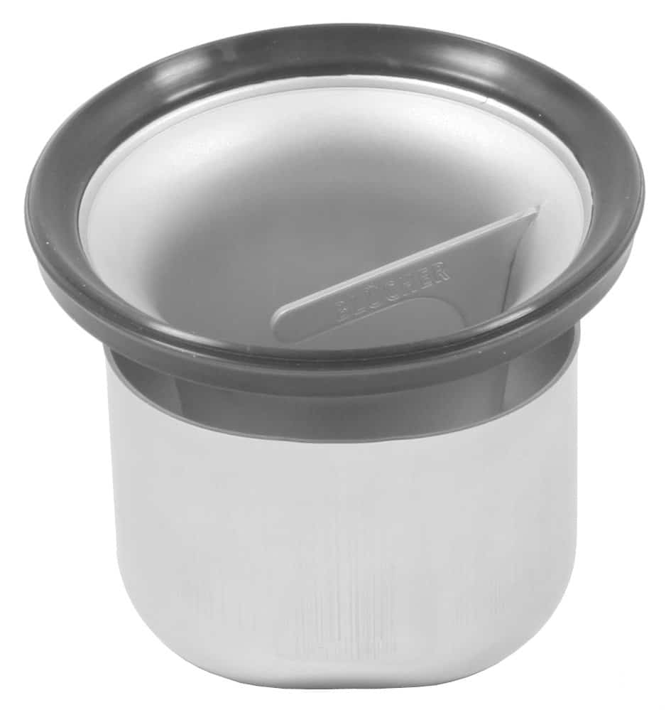 Single-serve coffee capsule with a gray rim and inner lid, viewed from above