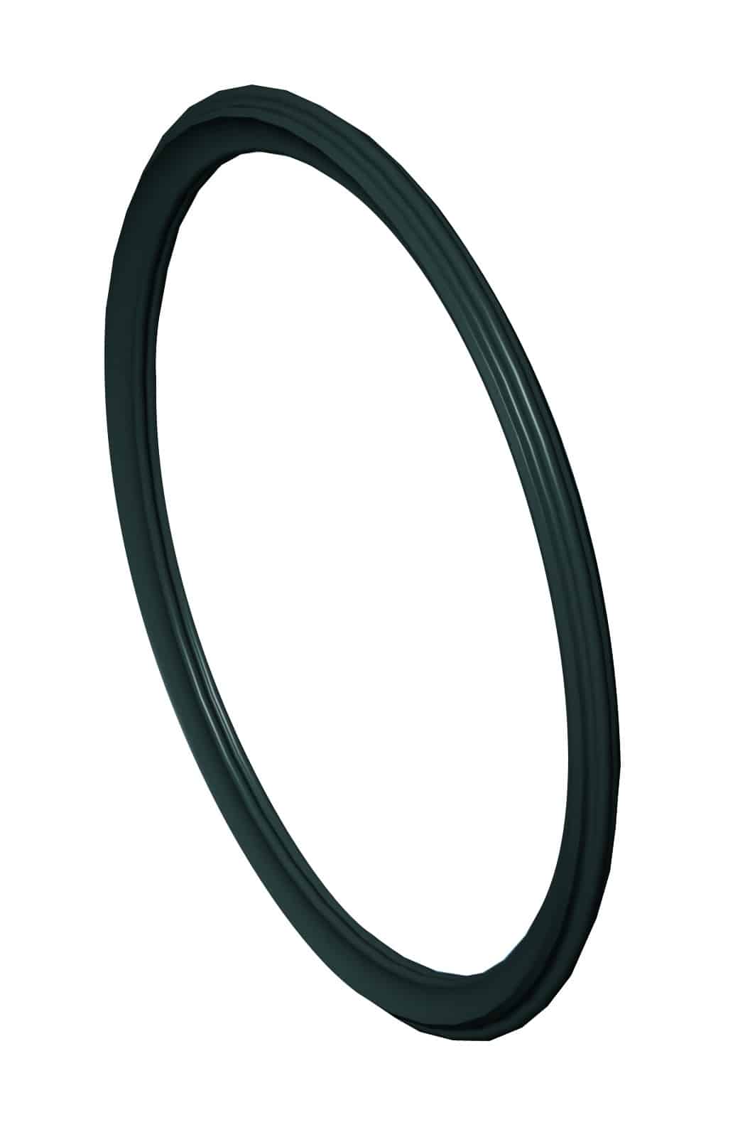 Dark teal circular ring (gasket/o-ring) viewed at angle, solid color and smooth surface