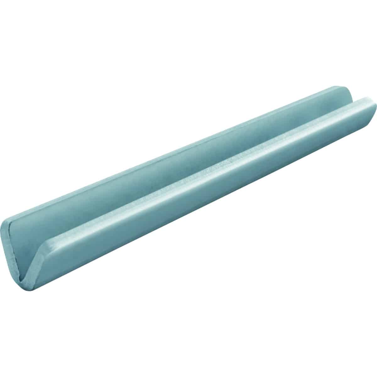 Long blue foam edge guard with a rounded U-shaped cross-section, used to cushion corners.