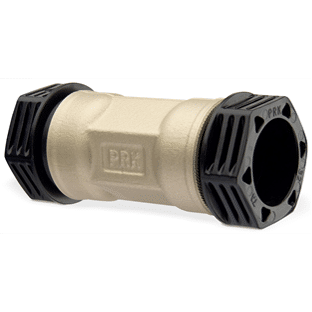 Brass pipe fitting with black plastic compression ends for joining tubing...