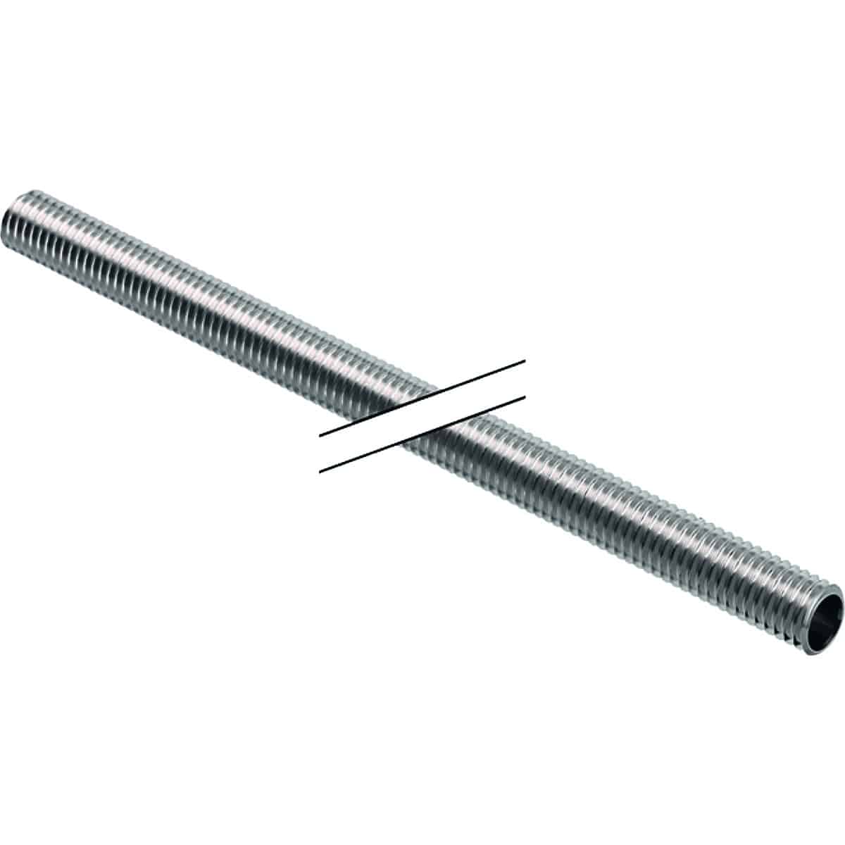 Long metal threaded rod with uniform external threads and a break indicator in the middle, suggesting a cutaway view of a fastener