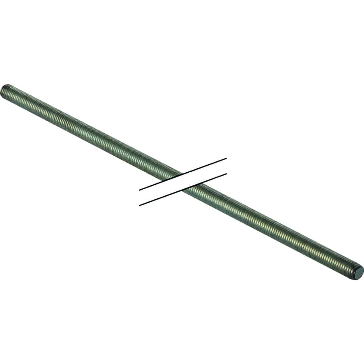 Threaded steel rod with a diagonal cut indicating a shortened section