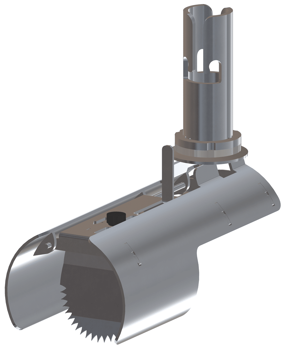 Industrial soil auger bit with a serrated cutting edge and vertical drive shaft/assembly designed for boring into earth