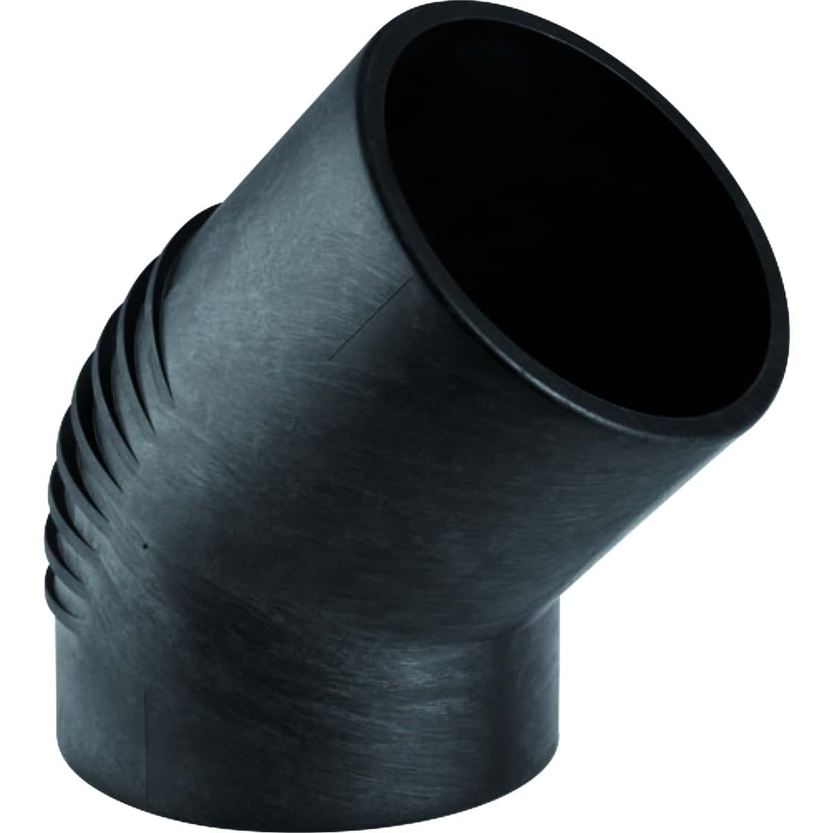 Black PVC 45-degree elbow pipe fitting for drainage or plumbing