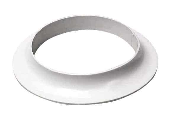 White circular ring with a wide flared outer edge, viewed from above.