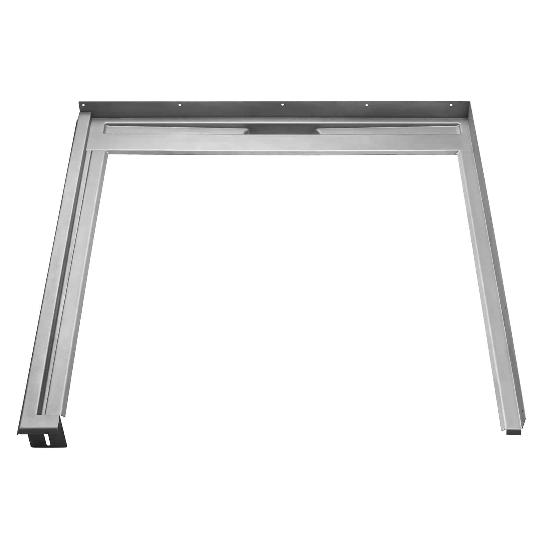 Metal ladder frame with two angled legs and a top crossbar, viewed from the side, against a white background.
