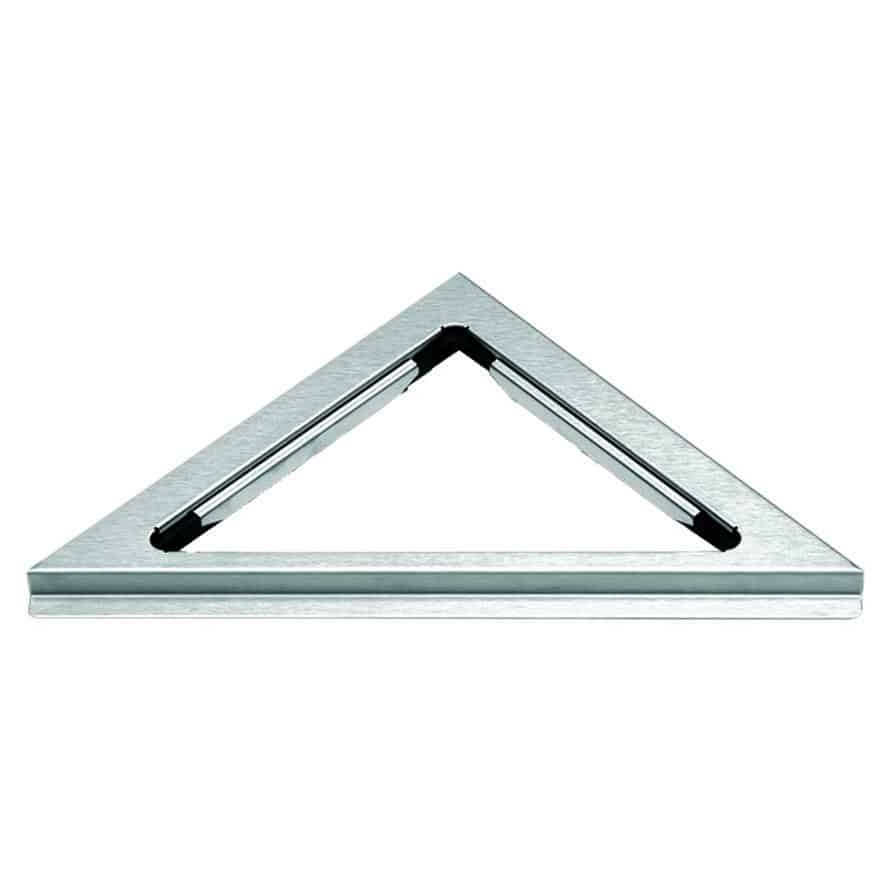Metal triangular ruler (set square) with sliding inner bars for adjustable angles/measurements.