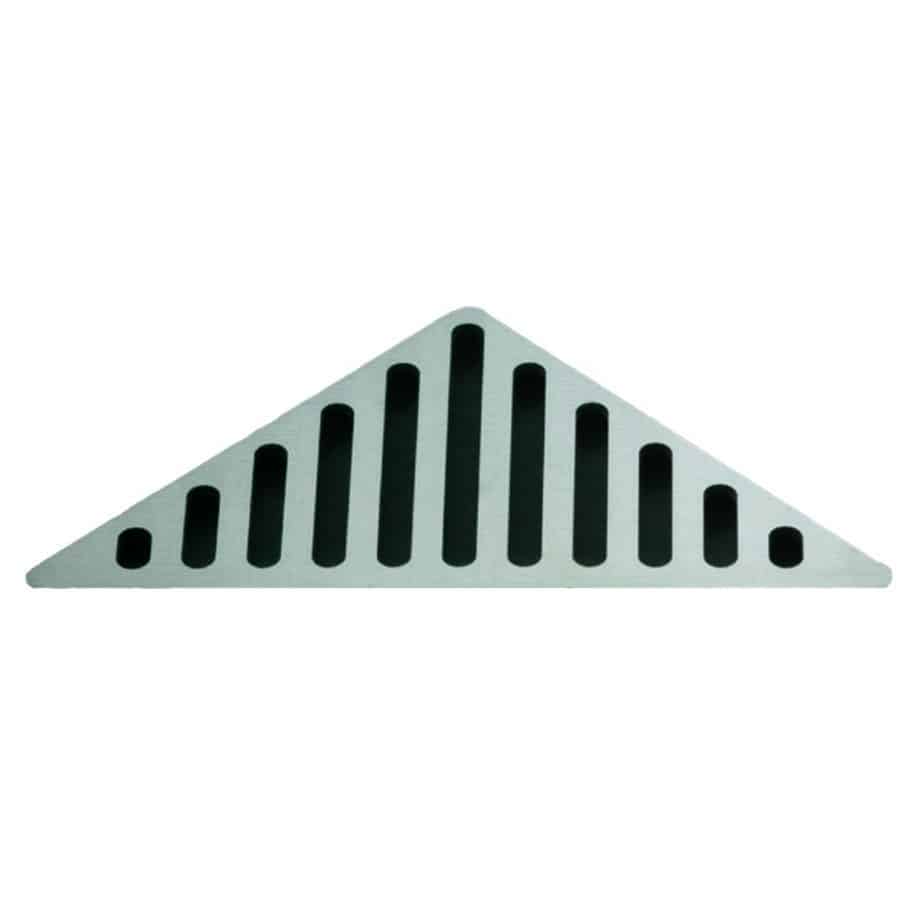 Metal right-triangle gauge with a row of tall rounded slots forming a sawtooth pattern