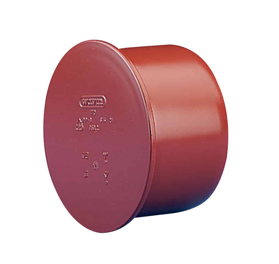 Red plastic cylindrical knob with a flat circular end, shown at an angle