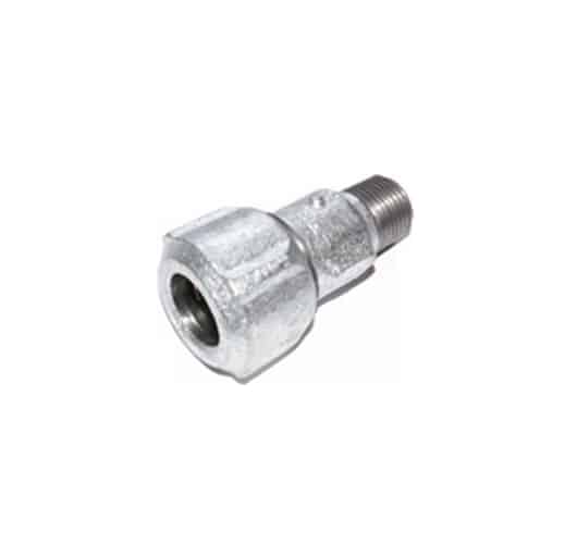Metal fittings adapter with a hex nut on one end and male threaded end on the other side