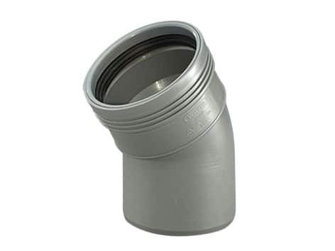 Gray PVC 90-degree elbow plumbing fitting for pipes
