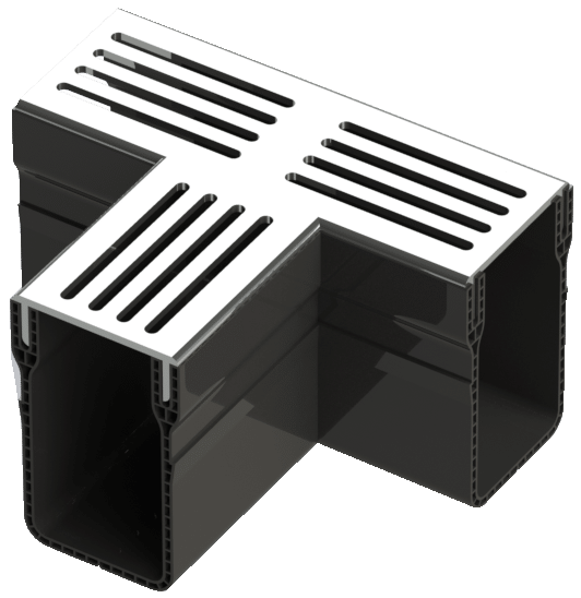Black plastic 90-degree corner cable duct with white vented covers, used to organize and hide cables along walls.