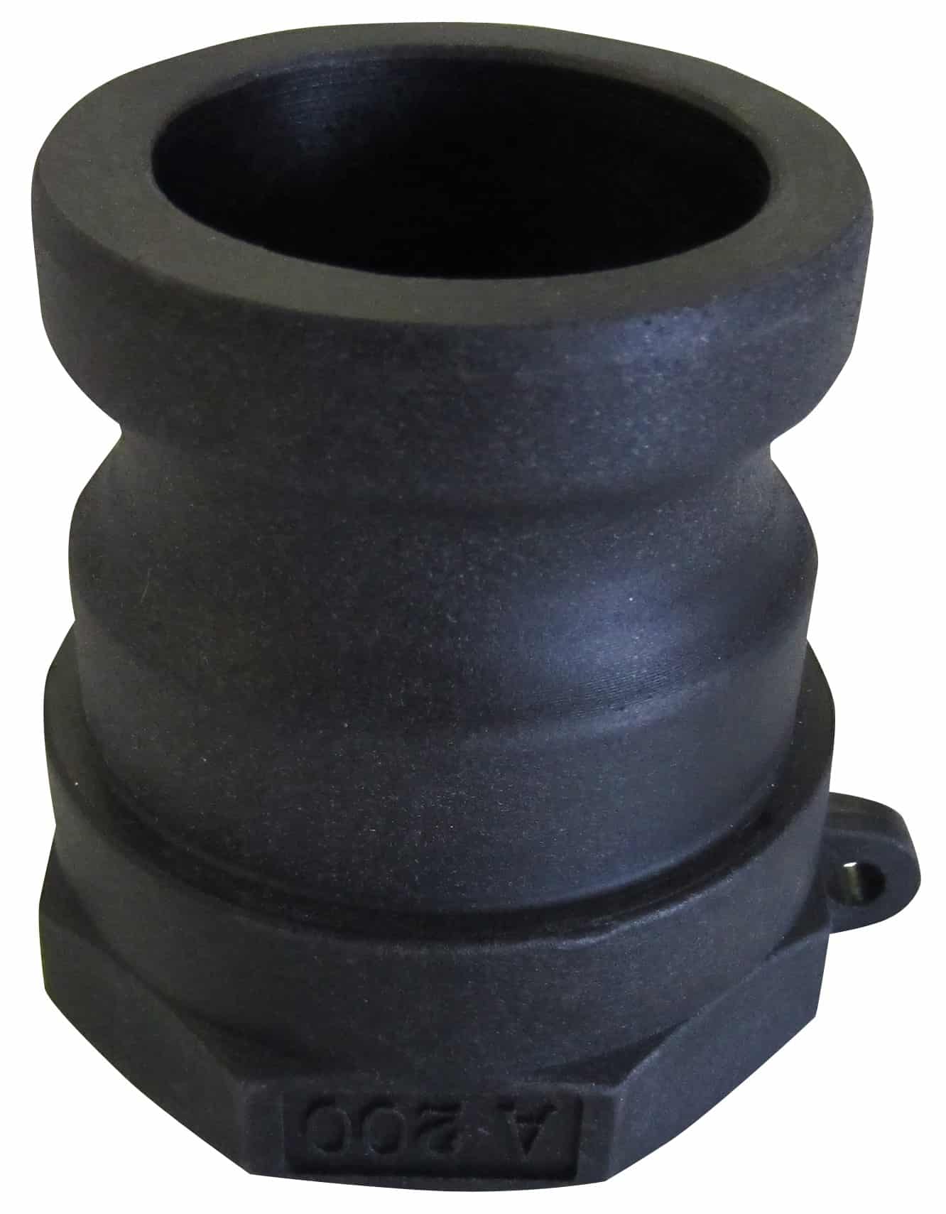 Close-up of a black rubber cylindrical bushing with a hollow center and flanged base, likely a vibration-damping engine or suspension mount.
