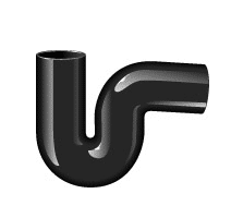 3D black glossy U-shaped pipe with a curved bend