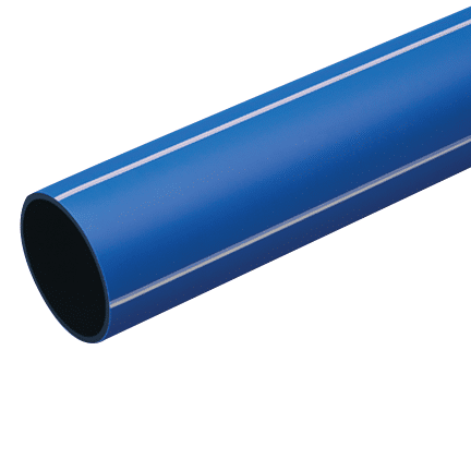 Blue plastic PVC pipe viewed from the end, showing a hollow cylinder against a white background.