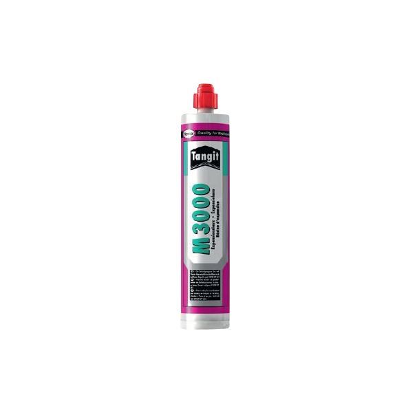 Sealant or adhesive cartridge with red nozzle, labeled Tangit M3000.