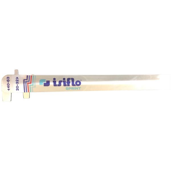 Horizontal disposable test strip with a pastel brand logo and color bars, used for rapid diagnostic testing.