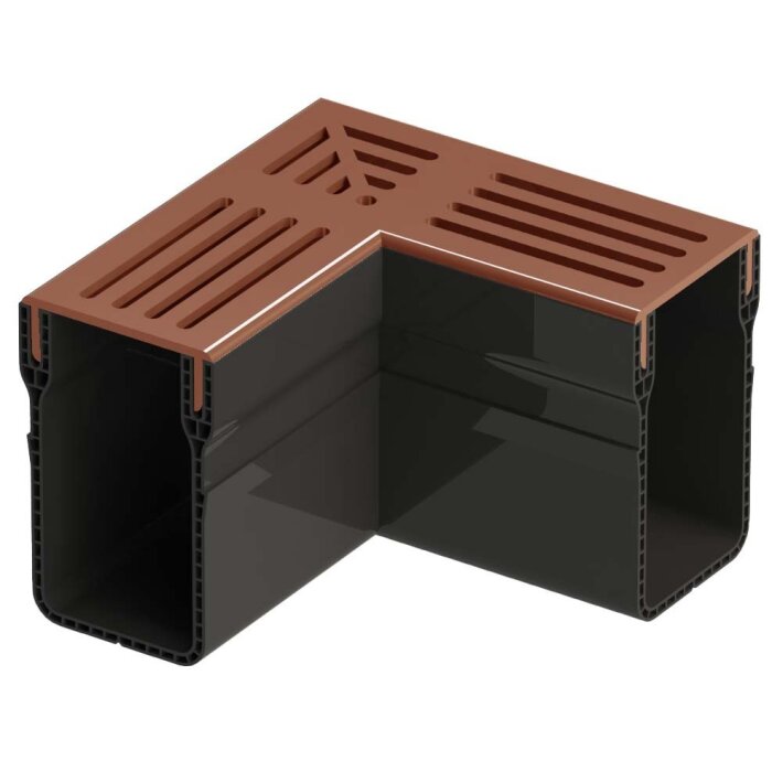 Hjørnestykke til STAR-Drain 65x103 mm, cortenstål-rist