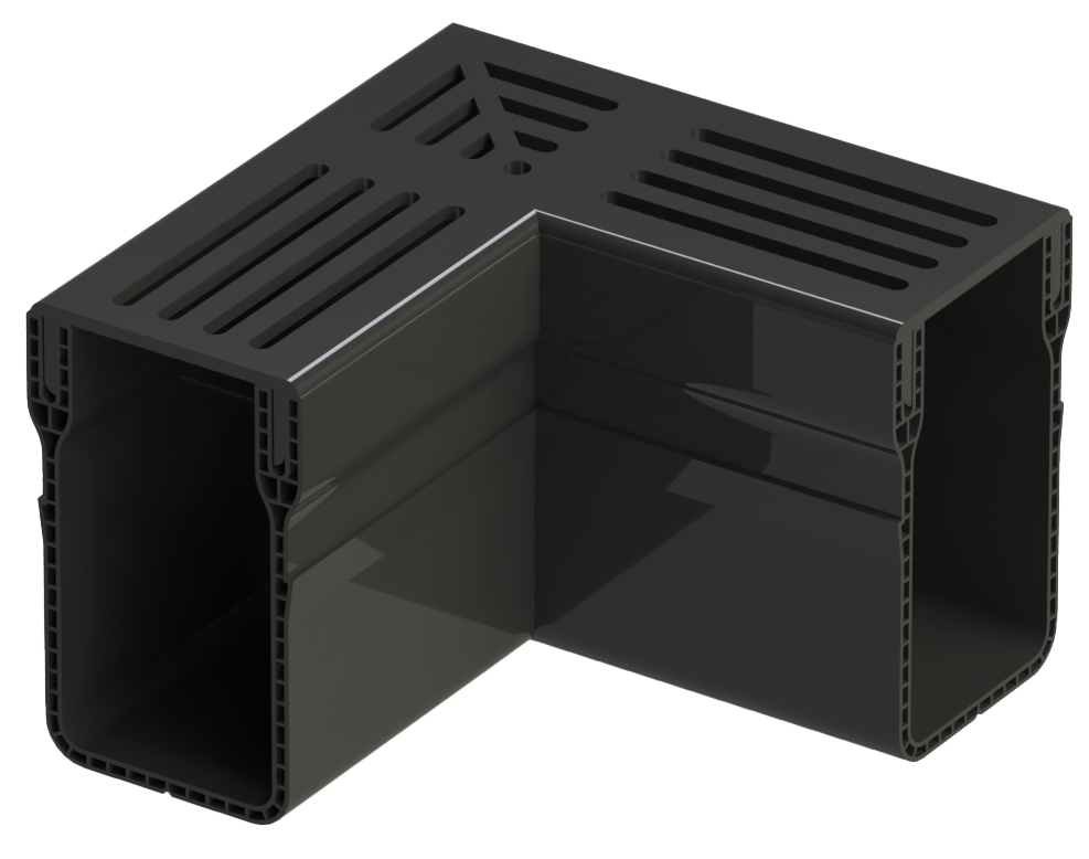 Hjørnestykke til STAR-Drain 65x103 mm, sort aluminiumsrist