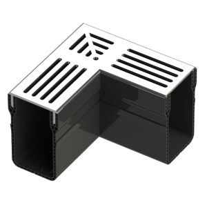 Hjørnestykke til STAR-Drain 65x103 mm, naturgrå aluminiumsrist