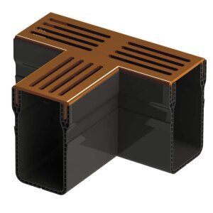 T-stykke til STAR-Drain 65x103 mm, cortenstål-rist