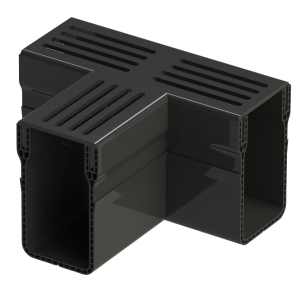 T-stykke til STAR-Drain 65x103 mm, sort aluminiumsrist